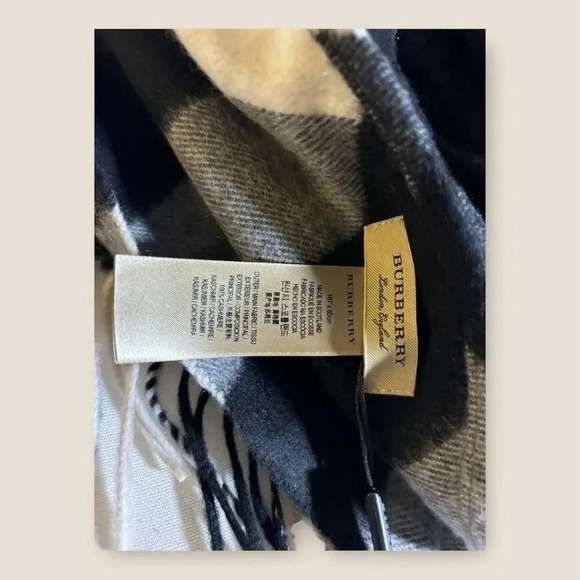 Burberry Unisex Black & Grey Plaid Wool Scarf Winter Neck Warmer - Picture 3 of 4